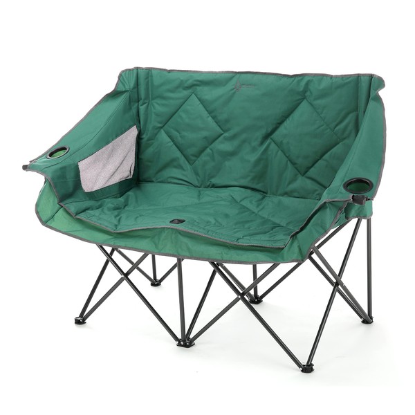 ARROWHEAD OUTDOOR Portable Folding Double Duo Camping Chair Loveseat w/ 2 Cup & Wine Glass Holder, Heavy-Duty Carrying Bag, Padded Seats & Armrests, Supports up to 500lbs, USA-Based Support