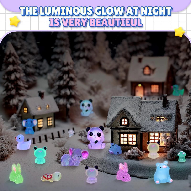 Seenelling 240 Pcs Mini Resin Animals Miniature Luminous Animals Ducks
