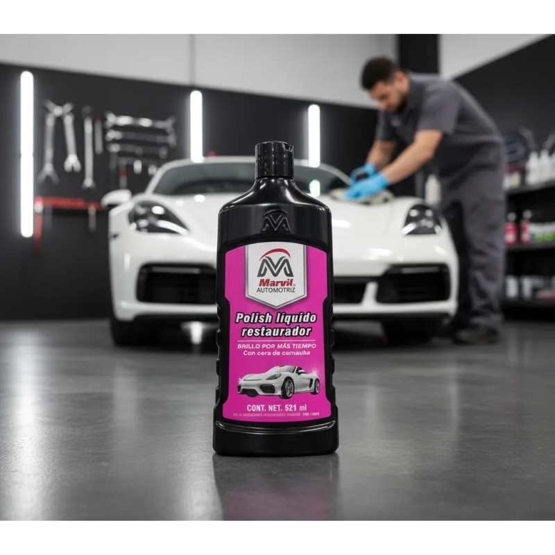 Polish Líquido Restaurador Con Cera De Carnauba Marvil 521ml