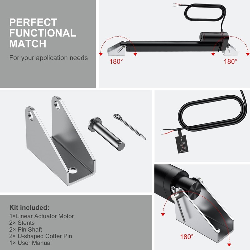 Justech 12V Heavy-Duty Linear Actuator 330LBS/1500N-12inch/300mm Silent IP65 Electric Actuator