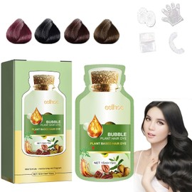 Bubble Plant Hair Dye,Botanical Bubble Hair Dye Hair Dye Shampoo for Women Men,Natural Plant Extract Hair Dye for. (Natural Black, 1)