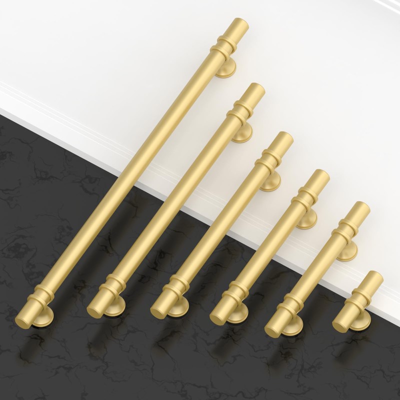 Asidrama 10 Pack 5 Inch(128mm) Brushed Gold Kitchen Cabinet Handles,