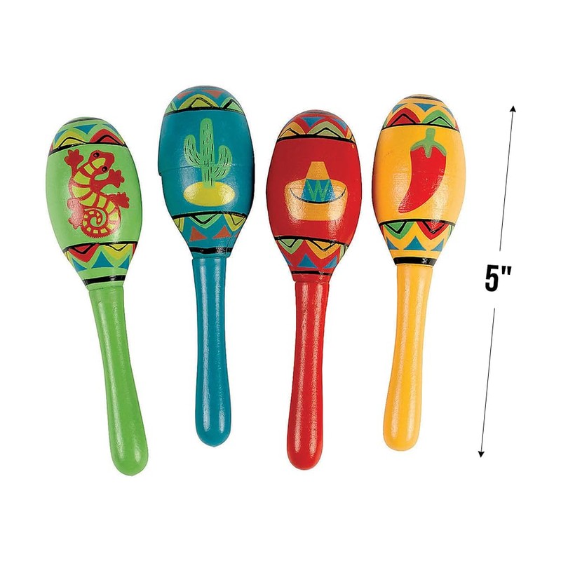 Fun Express 12 Pieces- Wooden Fiesta Maracas- Educational and Learning