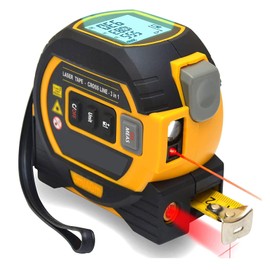 4-in-1 Laser Tape Measure with Laser Level Crosshairs | 130ft/40m Laser Distance + 16ft/5m AutoLock Tape | Backlit LCD Display (Ft/Inch/M/mm & Fractions) | for DIY, Construction, Interior Design