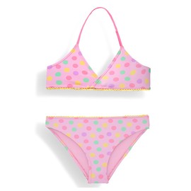 Two Piece Swimsuits for Girls Bikini Swimsuits Summer Beach Bathing Suit Pink Swimwear for Girls 6-8 Years(Pink Dots,6-8Years)