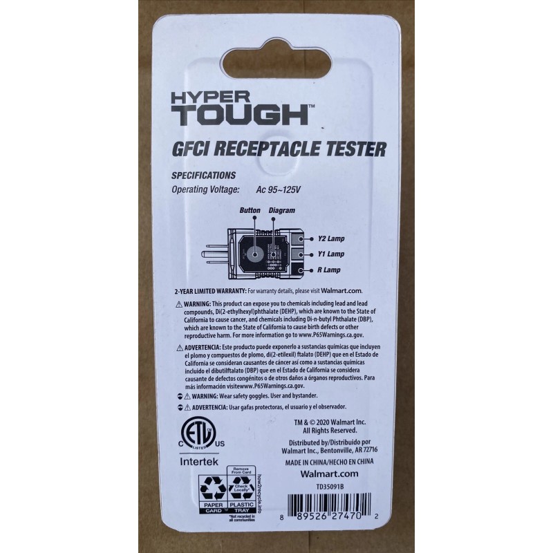 Hyper Tough GFCI Receptacle Outlet Tester