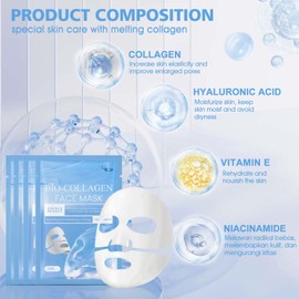 Allony Biodance Bio-collagen Real Deep Mask, Biodance Collagen Mask Overnight, Kollagen Maske Gesicht, Feuchtigkeitsspendend und Pflegend, Zarte Haut(4pcs)