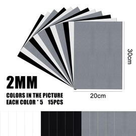 Pack of 15 Craft Felt, 2 mm Grey Felt, Felt Fabric for DIY Crafts, 20 x 30 cm Felt Crafts, Felt Panels Children