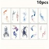 10-Piece Aesthetic Koi Fish Tattoo Sticker Set - Temporary Body