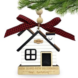 House Warming Gifts New Home Ornament Wood 2024, First Christmas in Our New Home Ornament 2024, 1st Christmas in New Home Gift Ideas for Women Men Couple, Christmas Tree Decoration 2024-24 New Home-1