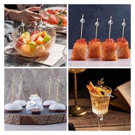 100 Pcs Disco Ball Toothpicks Long Toothpicks，Disco Ball Drink Stirrer Wooden Cocktail Skewers Toothpicks,Wooden Toothpicks Cocktail Garnishes for Drinks Tooth Picks for Appetizer