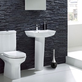 Oumij Cepillo de Baño Cepillo para Inodoro Creative Bathroom Scrub Cleaning Brush Brush Holder Set con Base de Acero Inoxidable(Black Base)