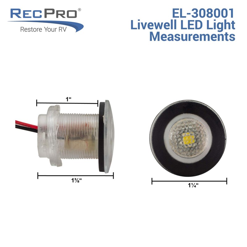 RecPro Round Red 12V LED Livewell Courtesy Accent Light |