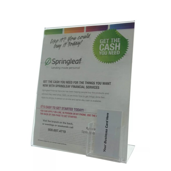 Marketing Holders Display Sign Holder with Vertical Business Card Holder