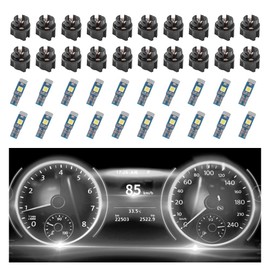 20PCS Car LED Dash Lights - Super Bright Instrument Cluster Light Bulbs with T5 37 74 LED Bulbs & Twist Lock Socket - Universal 12V LED Lights for Car Interior Accessories (White)