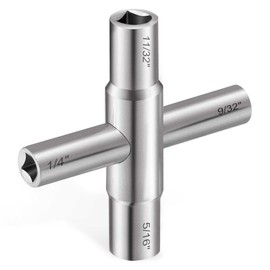 Hanpex 4-Way Sillcock Key Wrench, 1/4", 9/32", 5/16", 11/32", Fits Most Sillcock, Stopcock, Water Spigots, Wall-hydrant, Control Cabinet and Valves
