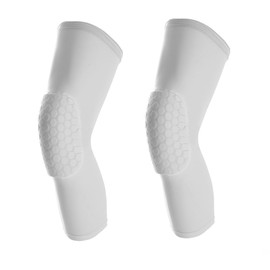 SUJAYU Basketball Knee Pads Knee Sleeves, 2 Pack Honeycomb Anti Collision Leg Compression Sleeves, Compression Knee Pads for Wrestling Football Volleyball Baseball (X-Large, White)