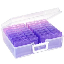 OMNISAFE 4x6 Photo Storage Cases, 16 Inner Plastic Craft Storage Container, Acid-Free Box for Pictures, Crafts, Scrapbooking, Photo Keeper with Handle