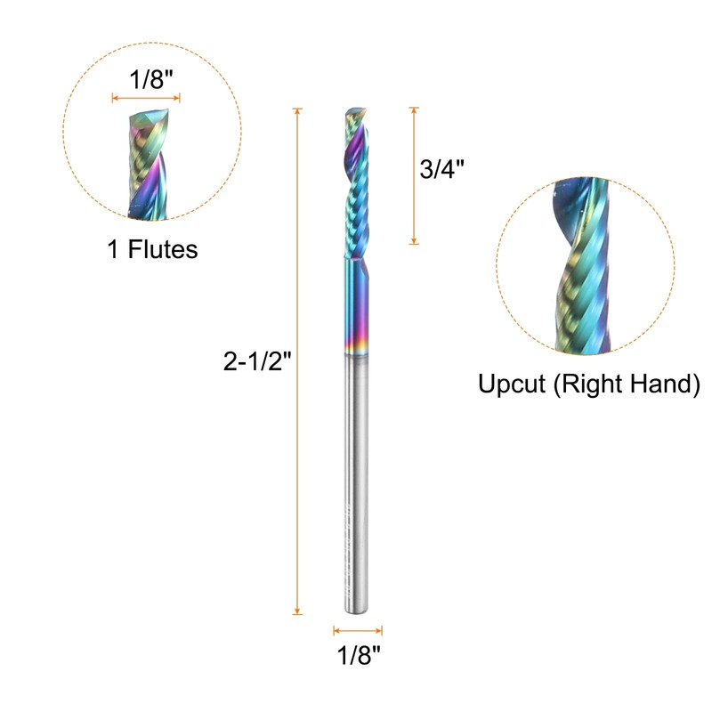 sourcing map Spiral Router Bit 1/8" Cut Dia 1/8" Shank