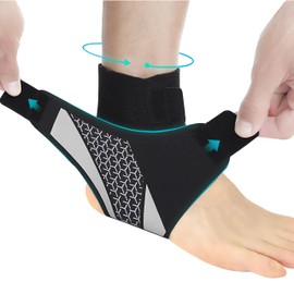 Ankle Support Brace， Open-Heel Ankle Brace with Adjustable Straps for Sports Protect, Plantar Fasciitis, Achilles Tendonitis, Ligament Damage, Injury Recovery，Male and female,Uniform size/No distinction between left and right (Right, Gray)
