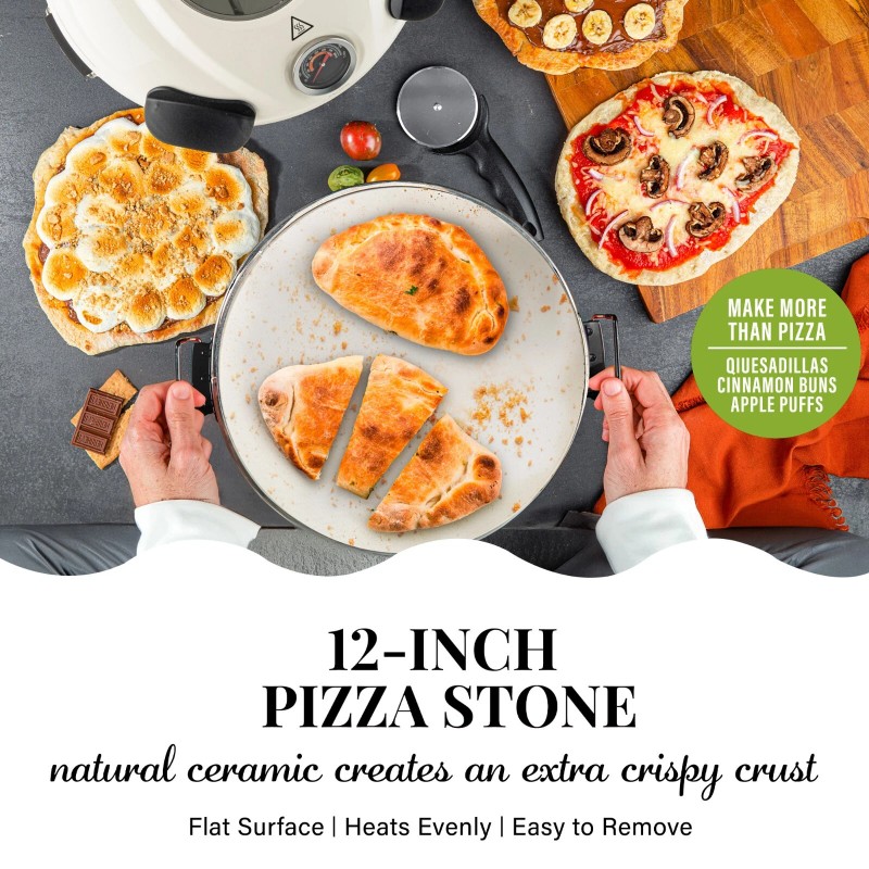 Granitestone Piezano Indoor/Outdoor Portable Electric Pizza Oven w Ceramic Stone
