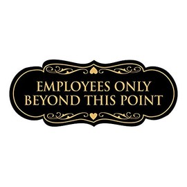 Signs ByLITA Designer Employees Only Beyond This Point Sign(Black Gold) - Large