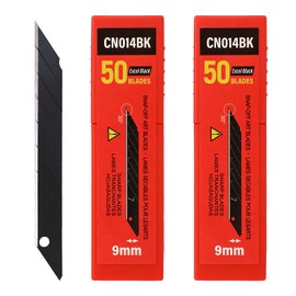 FOSHIO 100PCS 30 Degree Carbon Steel Snap Off Blades 9mm for Box Cutters Utility Knife Universal Art Knife Replacement Black Blades