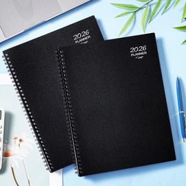 2026 Planner - 2026 Planner Weekly and Monthly, 2026 Calendar Planner, JAN. 2026 - DEC. 2026,9" x 11", Weekly Monthly Planner 2026 with Colorful Tabs, Waterproof Cover, Twin-wire Binding, Back Pocket - Black