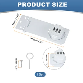 MECCANIXITY Password Rotary Hasp Locks, Mechanical Cabinet Combination Latch Locks 5" Security Keyless Rotary Hasp Latch Lock No Drilling for Shed Door Sliding Closet Bathroom Outdoor White