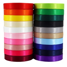 YERELO Double Face Satin Ribbon - 3/8 inch Solid Color Assortment, 3/8" X 2 Yard Each, Total 40 Yards Per Package, Gift Wrapping & Crafts Ribbons