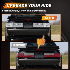OFFKAT 2PCS Clear Lens Rear Tail Lights Brake Signal Lamps For 1987-1993 Ford Mustang