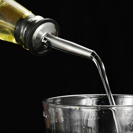 Stainless Steel Classic Bottle Pourers,Black 6 Pack with6 Adapters for Large Neck Bottles,Also for Olive Oil, Juice, Syrup,Converts Any Spout into a Large Pour Spout (6 pac)