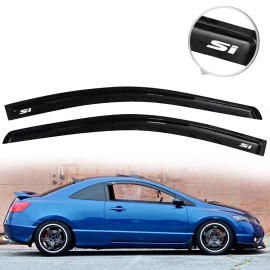 Unbranded Fit For 06-11 Honda Civic Coupe Window Visor Deflector Rain Shade w/ White SI