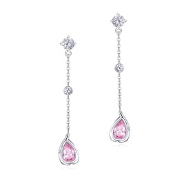 YUIITU Women's Earrings, Popular, Birthstone Earrings, Swinging, 925 Silver, Heart Earrings, Hypoallergenic, 18K Gold, Brachilla Plated, Stylish, Long Earrings, Women's, Jewelry, Gift, Christmas,