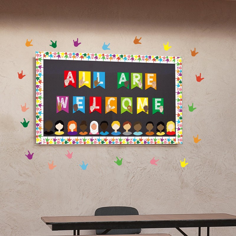 YIYDONG 67 ASL Welcome Bulletin Board Set - Classroom Flags