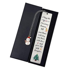 Christmas Bookmark Gift Metal Bookmark Gift with Snowman Pendant Book Mark with Gift Box for Women Men Friends Teens Boys Girls Book Lovers
