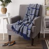 DII Navy Stripe Homespun Woven Throw, 50x60" with 2.5" fringe,