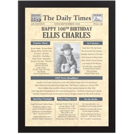 100th Birthday Gifts for Mum Dad Nan Grandad Born 1925 - Day You Were Born Newspaper Photo Gift