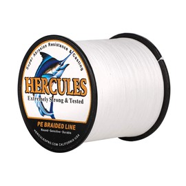 Hercules Super Cast 1000M 1094 Yards Braided Fishing Line 40 LB Test for Saltwater Freshwater PE Braid Fish Lines Superline 8 Strands - White, 40LB (18.1KG), 0.32MM