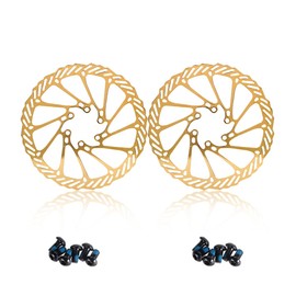 CNC Bike Disc Brake Rotor 160mm，MTB Brake Rotor With Bolts，2pcs（Gold）