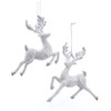 White and Silver Glitter Reindeer Ornaments, 2 Assorted