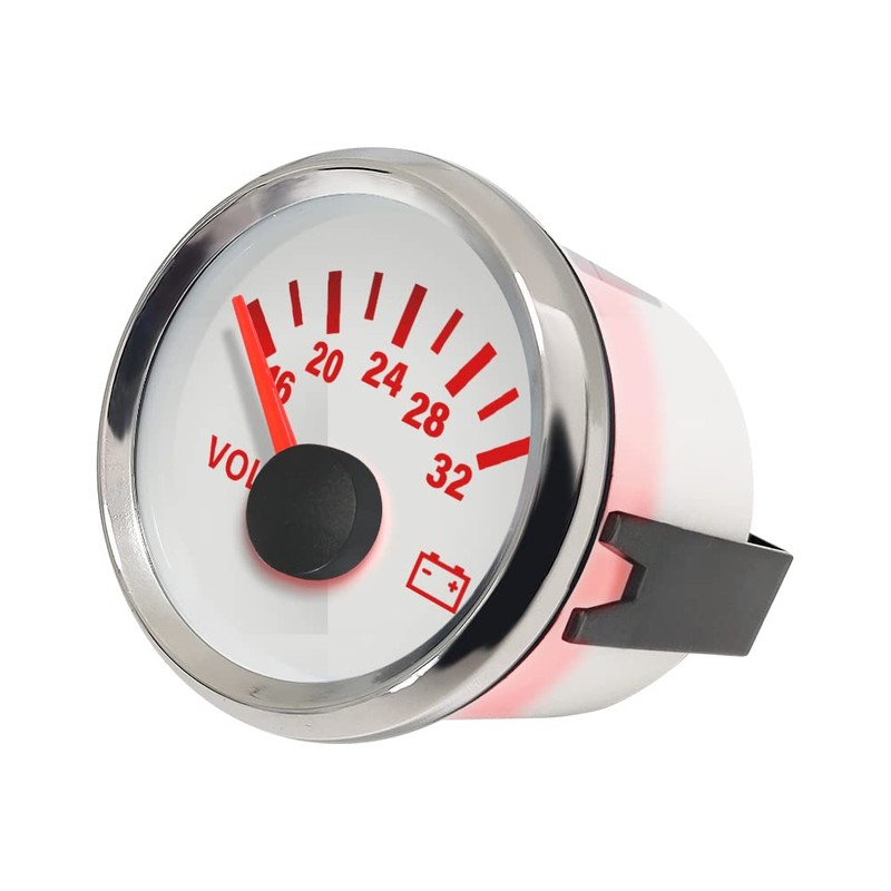 ELING 52mm(2") Voltmeter Volt Gauge 16-32V 24Volt with Red Backlight