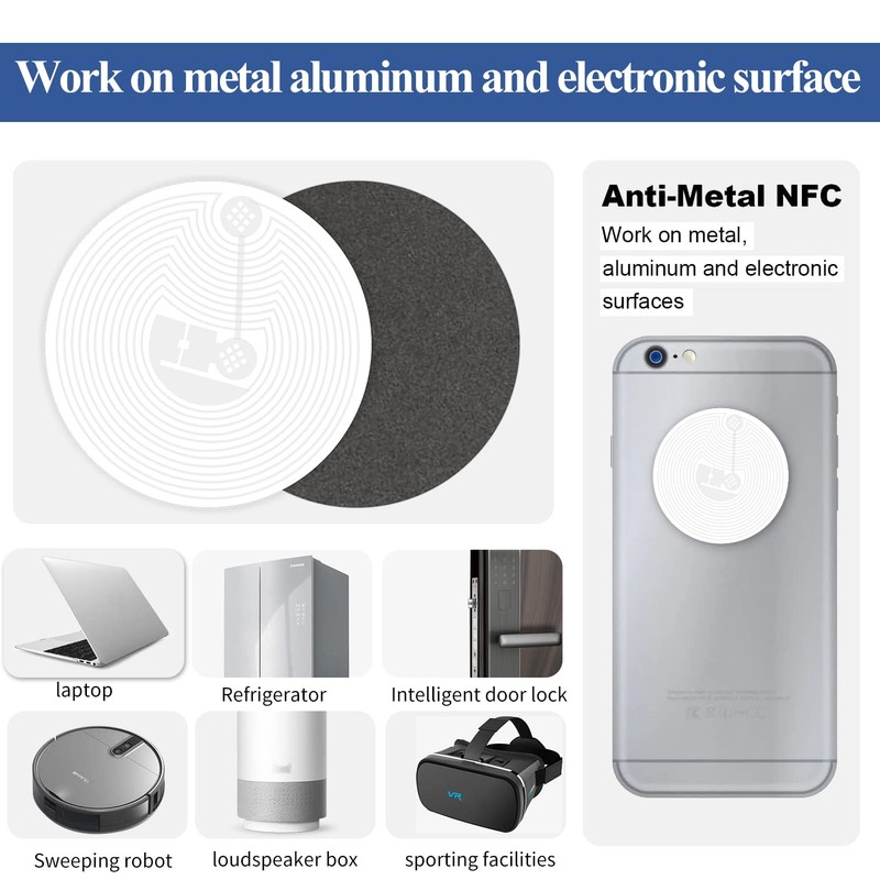 10pcs NFC Tags Anti-Metal Interference NTAG 215 Stickers On-Metal NFC