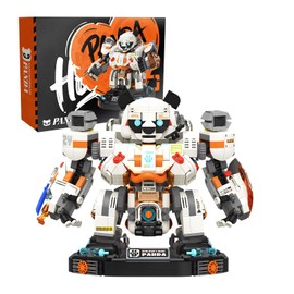 WULOBOOI Panda Mech Transforming Building Blocks Set for Adults, Robot Warrior Model Building Kits with Multiple Weapons, Hard Core Creative Action Mech Toys with Display Base, 1786 Pieces