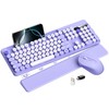 Hamile Wireless Keyboard and Mouse Combo, Retro Typewriter Style, Purple