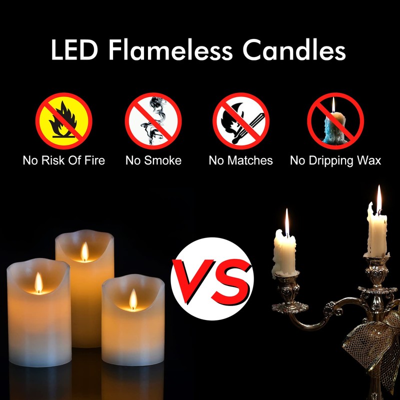 antizer Flameless LED Candles 4" 5" 6" Set of 3