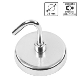 S&R 5pcs Magnetic Hook Set, 35mm, Strong Magnet for Kitchen, Office, Bathroom, Garage, Refrigerator, Tools.