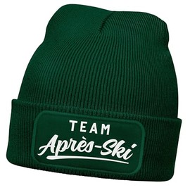MoonWorks® Men's Beanie with Patch Knitted Hat with Saying Skiing Print Slope Caterpillar Funny Hat Men, Dark green