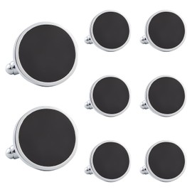 Cufflinks for Men, Black Classic Men's Cufflinks Set, Shirt Cuff Links for Men - Wedding, Business & Formal Occasions - Gifts for Father, Husband & Boyfriend (8 Round)