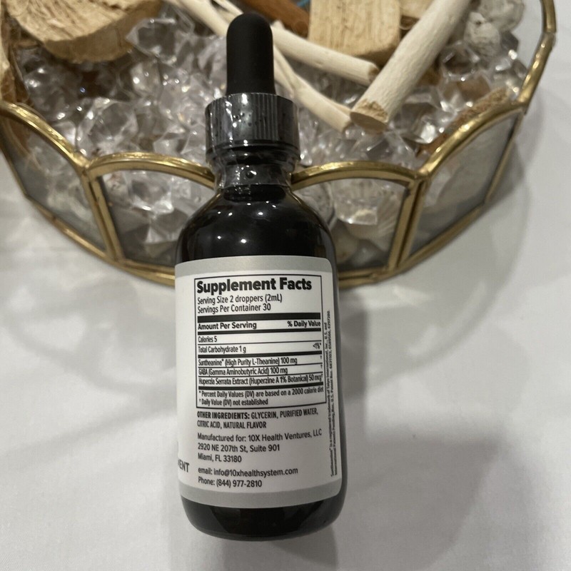 10X Health Calm - L-Theanine & GABA Liquid Drops, Stress